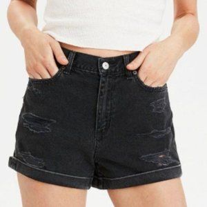 american eagle mom shorts black, super 